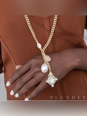 Plunder Design Matte Gold Tone Dainty Vintage Inspired Fawn Necklace 32”
